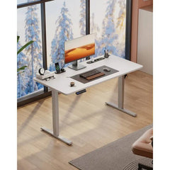 Zit sta bureau - Elektrisch - Verstelbaar - 140x60 cm - Wit - HLFURNIEU