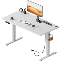Zit sta bureau - Elektrisch - Verstelbaar - 140x60 cm - Wit - HLFURNIEU
