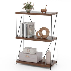 Boekenkast - Boekenrek - Wandkast - 61x30x85 cm - Bruin - COSTWAY