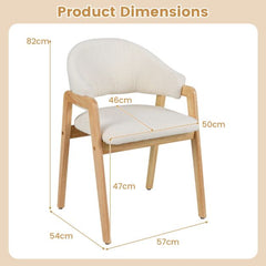 COSTWAY 2-delige set Moderne Eetkamerstoelen Keukenstoelen met Gestoffeerde Zitting en Ergonomische Rugleuning Wit