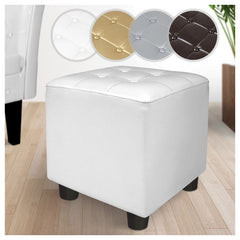 Fauteuil met armleuning - Relaxstoel - Met Hocker - Wit - MIADOMODO