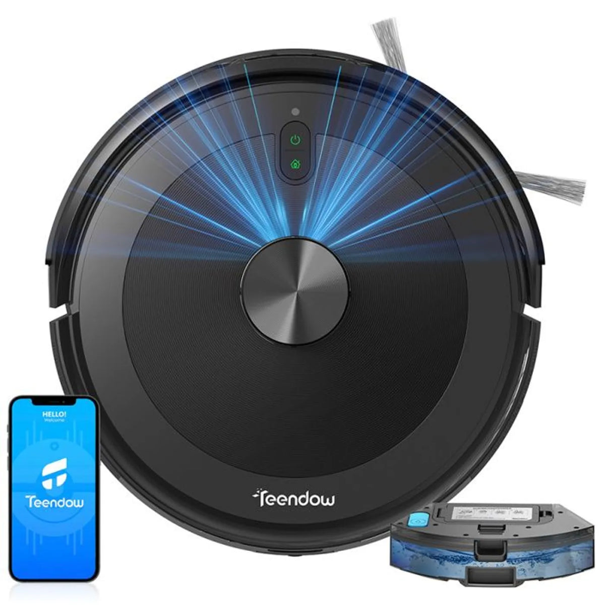 Robotstofzuiger met dweilfunctie - Met laadstation - Zwart - D10s - Teendow