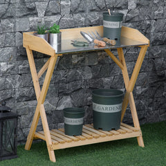 Oppottafel - Tuinwerktafel - Plantentafel - 80x40 cm - Bruin - Outsunny