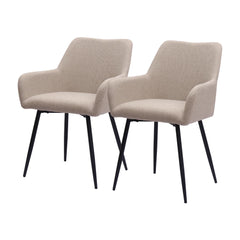 HMLUXURY Set van 2 eetkamerstoelen , grijs, metalen poten en hoge armleuningen