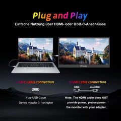 Portable monitor - Draagbare monitor voor laptop - 60Hz - 15,6 inch - Zwart - Iproda