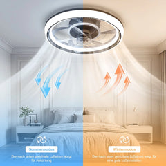 OYAJIA RGB LED-plafondventilator of -plafondlamp met afstandsbediening voor de slaapkamer, Ø50cm