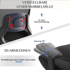 FLEXISPOT Ergonomische bureaustoel OC6B-F2-EUAM, met 3D Shiatsu-massage , zwart
