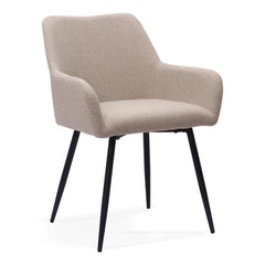 HMLUXURY Set van 2 eetkamerstoelen , grijs, metalen poten en hoge armleuningen