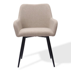 HMLUXURY Set van 2 eetkamerstoelen , grijs, metalen poten en hoge armleuningen