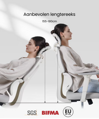FLEXISPOT Ergonomische Stof-bureaustoel - met uittrekbaar voetensteun - BS5WG