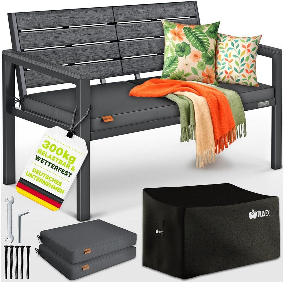 Tuinbank - Weerbestendig - 2-3 personen - 130 cm - Antraciet - Tillvex