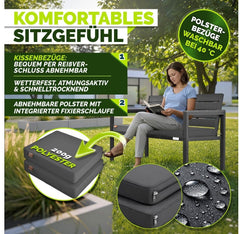 Tuinbank - Weerbestendig - 2-3 personen - 130 cm - Antraciet - Tillvex