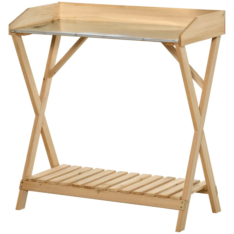 Oppottafel - Tuinwerktafel - Plantentafel - 80x40 cm - Bruin - Outsunny