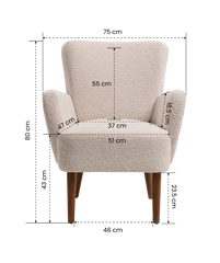 FLEXISPOT Bouclé fauteuil met houten poten (Wing)