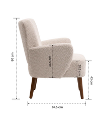 FLEXISPOT Bouclé fauteuil met houten poten (Wing)