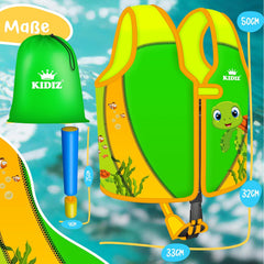 KIDIZ® Zwemvest voor kinderen - L - 5-9 jaar - Veiligheidsgordel - Groen